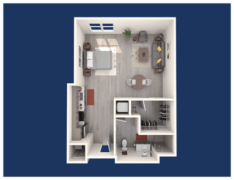 a floor plan of a 1 bedroom apartment